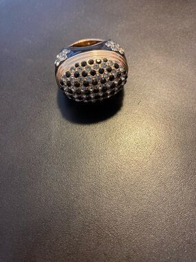 Elegant Black and Gold Pavé Dome Ring
